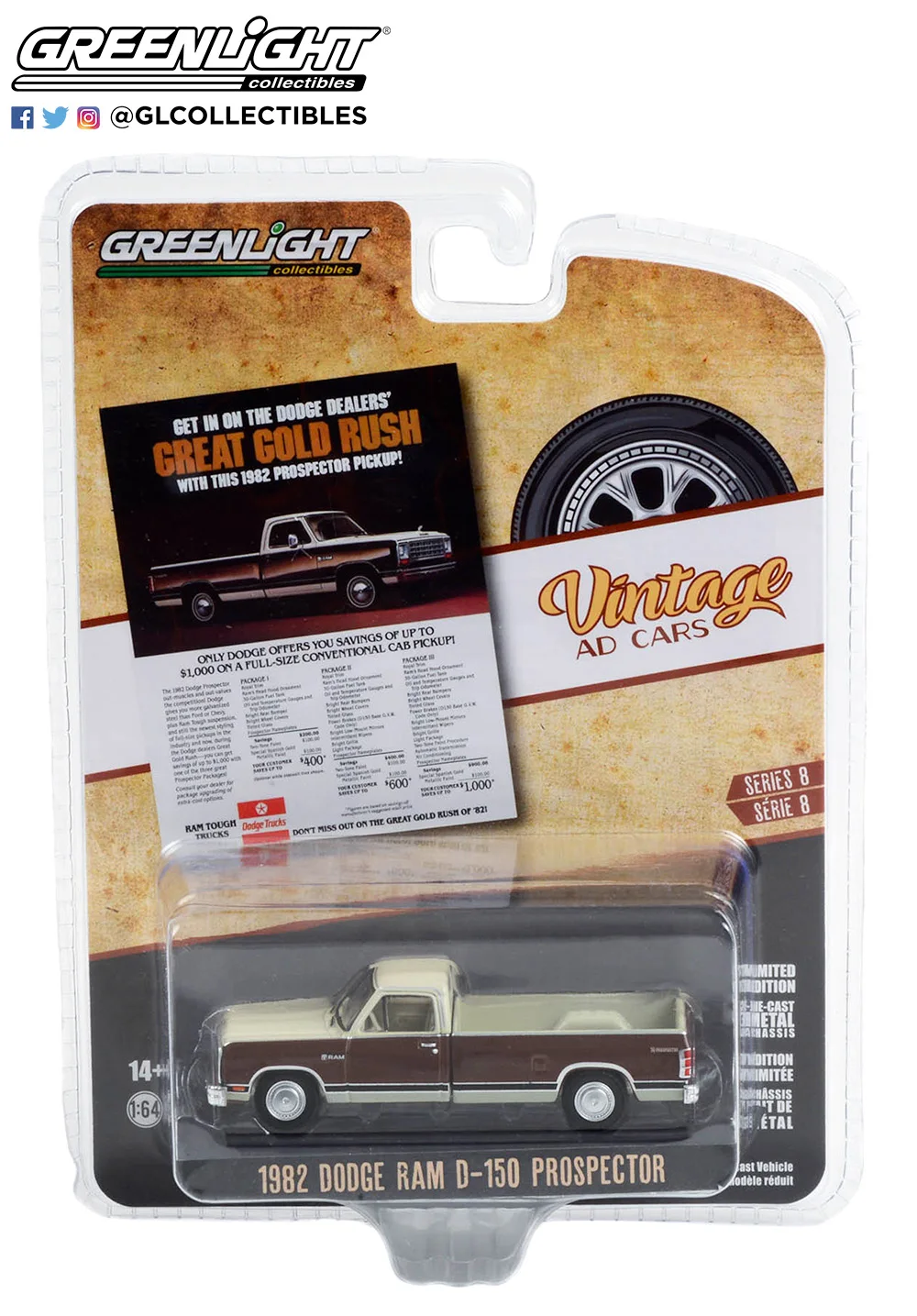 

Автомобиль рекламы Green Light Retro Series 8-1982 Dodge Ram D-150 Explorer 39110-D