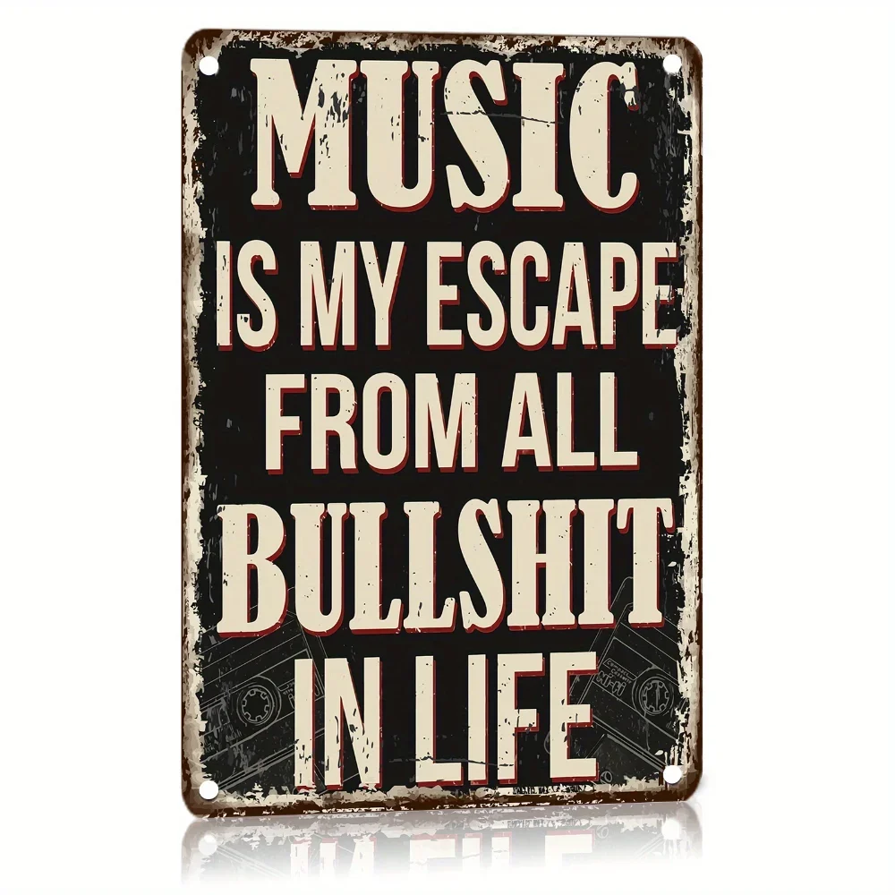 Letrero de estaño de Metal de música Vintage, arte de pared rústico para decoración del hogar, Bar o granja, hierro duradero, 12x8 pulgadas