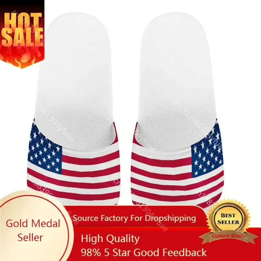 

Women Custom Pattern Slippers American flag Print Summer Fashion Slide Sandals Outdoor Non-slip Beach Shoes Platform Flip Flops