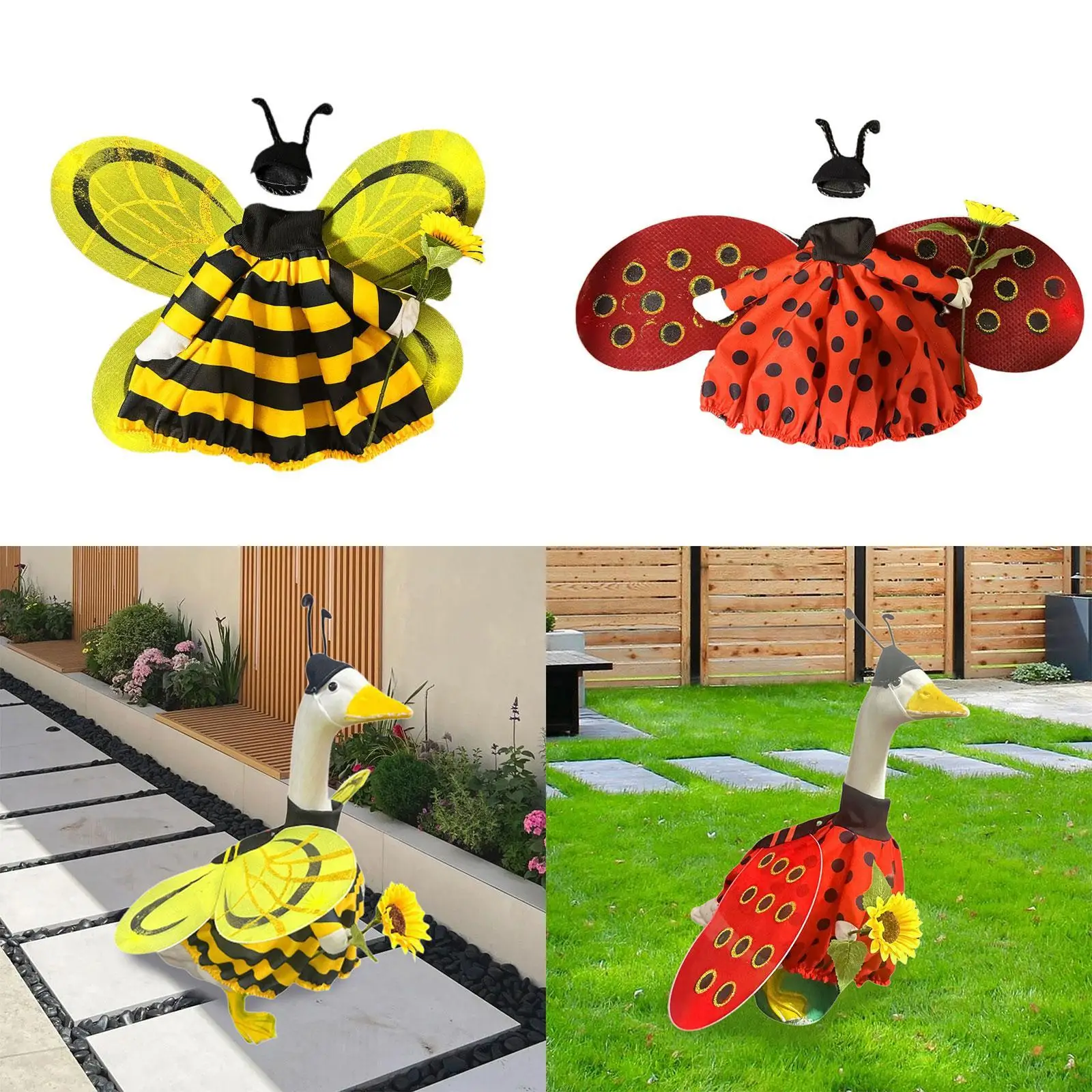 Garden Goose Costume Set Pastoral Pattern Outfit Decorative Bird Ornament for Porch or Yard