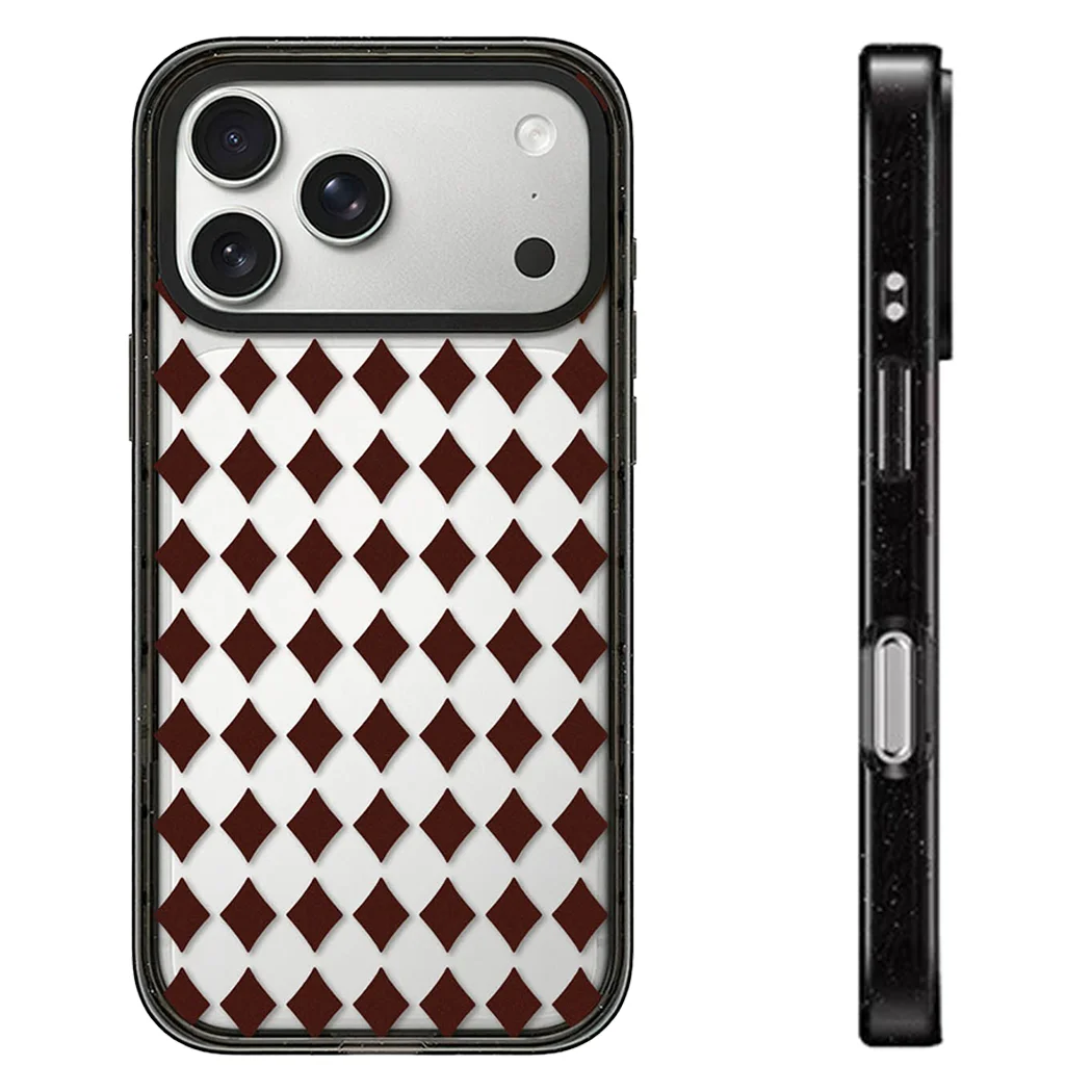 

Red Diamond Grid Acrylic Black Border Magnetic Case: Compatible with IPhone 17 16 15 14 13 12 Pro Max 17 Air