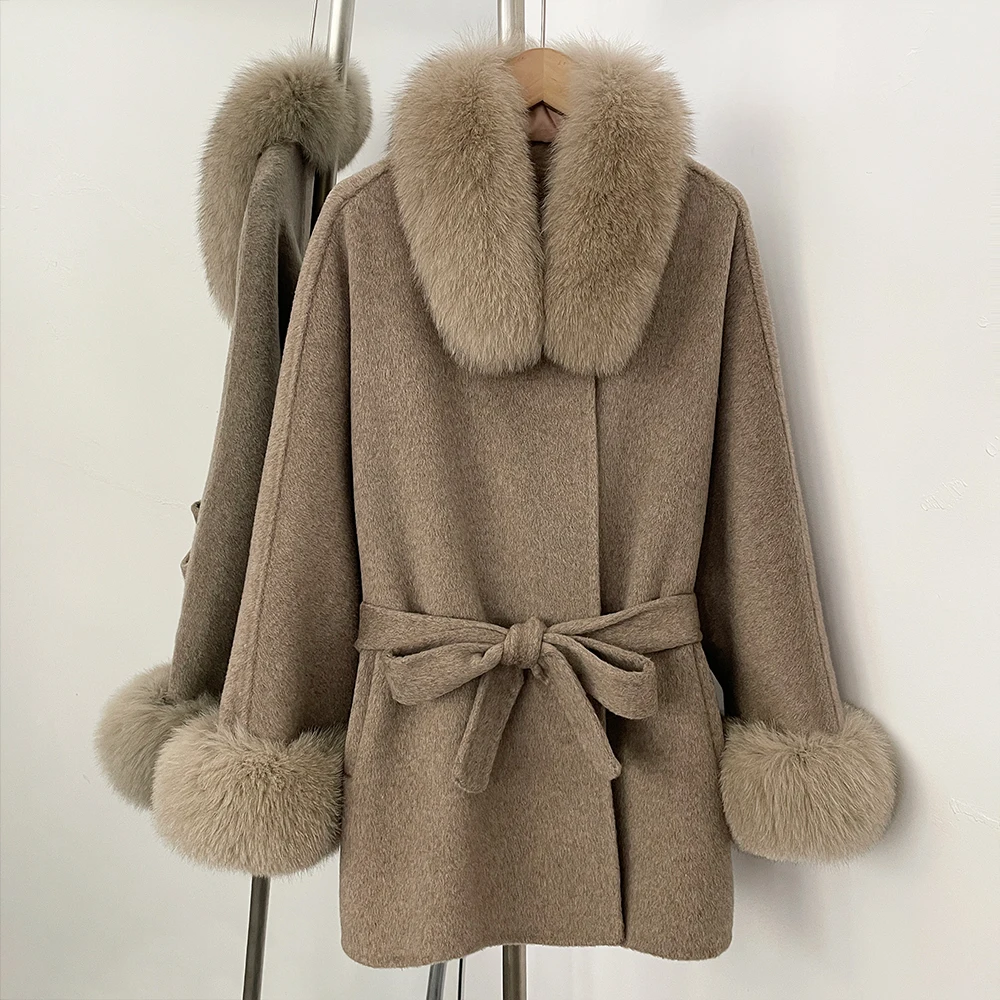 

OFTBUY Wool Coats with Real Fur Trim Outer Luxury Winter Woman Clothes Trench Coat Fashion Real Fur Coat Ladies Korea Woman 2026