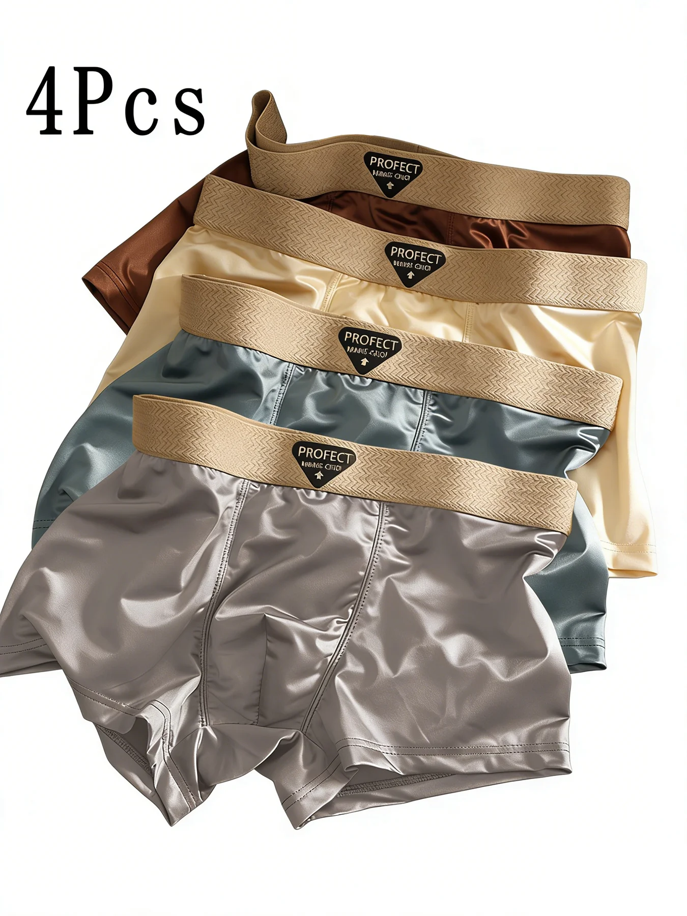 

4pcs/set Men's Invisible Seamless Ice Silk Panties Mid-Waist Soft Breathable Antibacterial Underwear for Summer Plus Size L-4XL