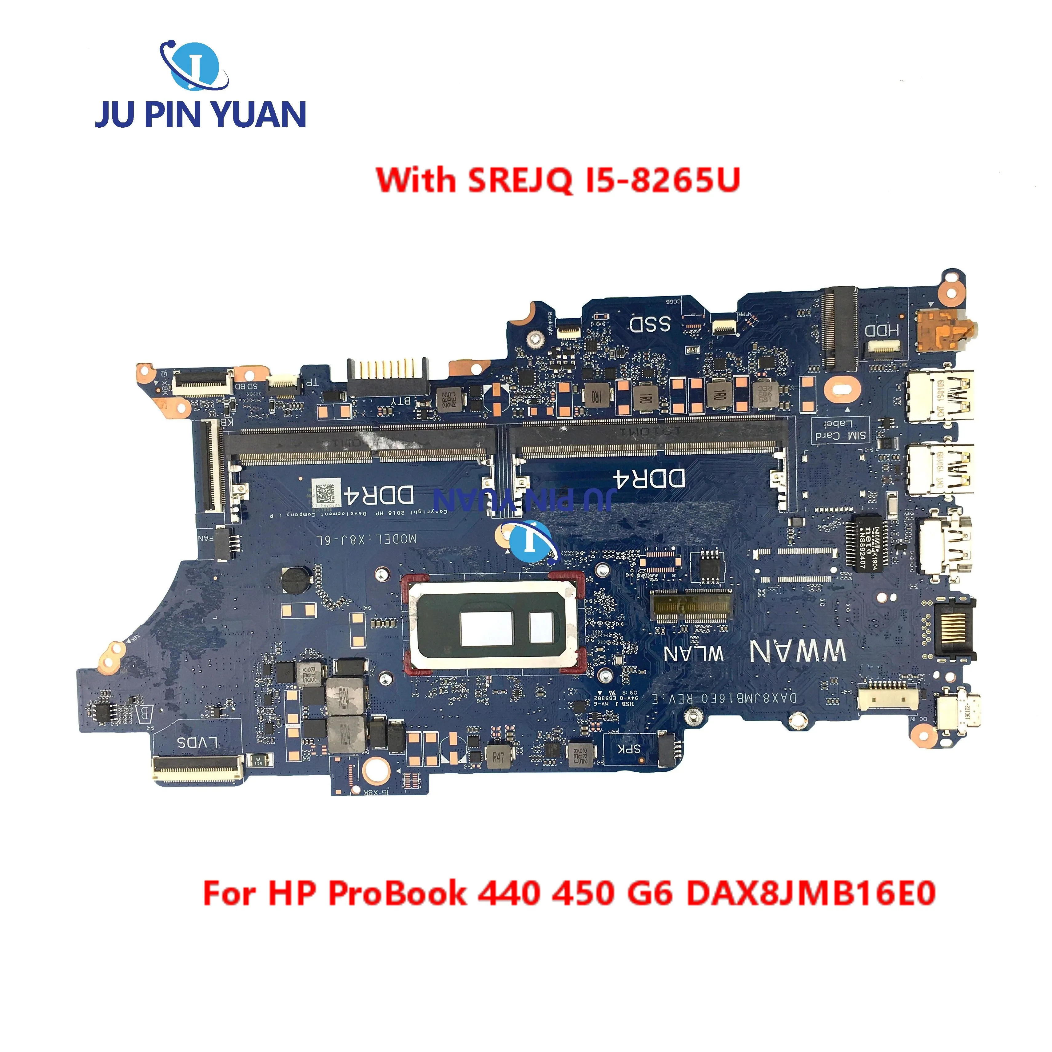 

L44883-601 L44883-001 For HP ProBook 440 450 G6 Laptop Motherboard With SREJQ I5-8265U DAX8JMB16E0 DDR DAX8JMB16E0 DDR4 Tested