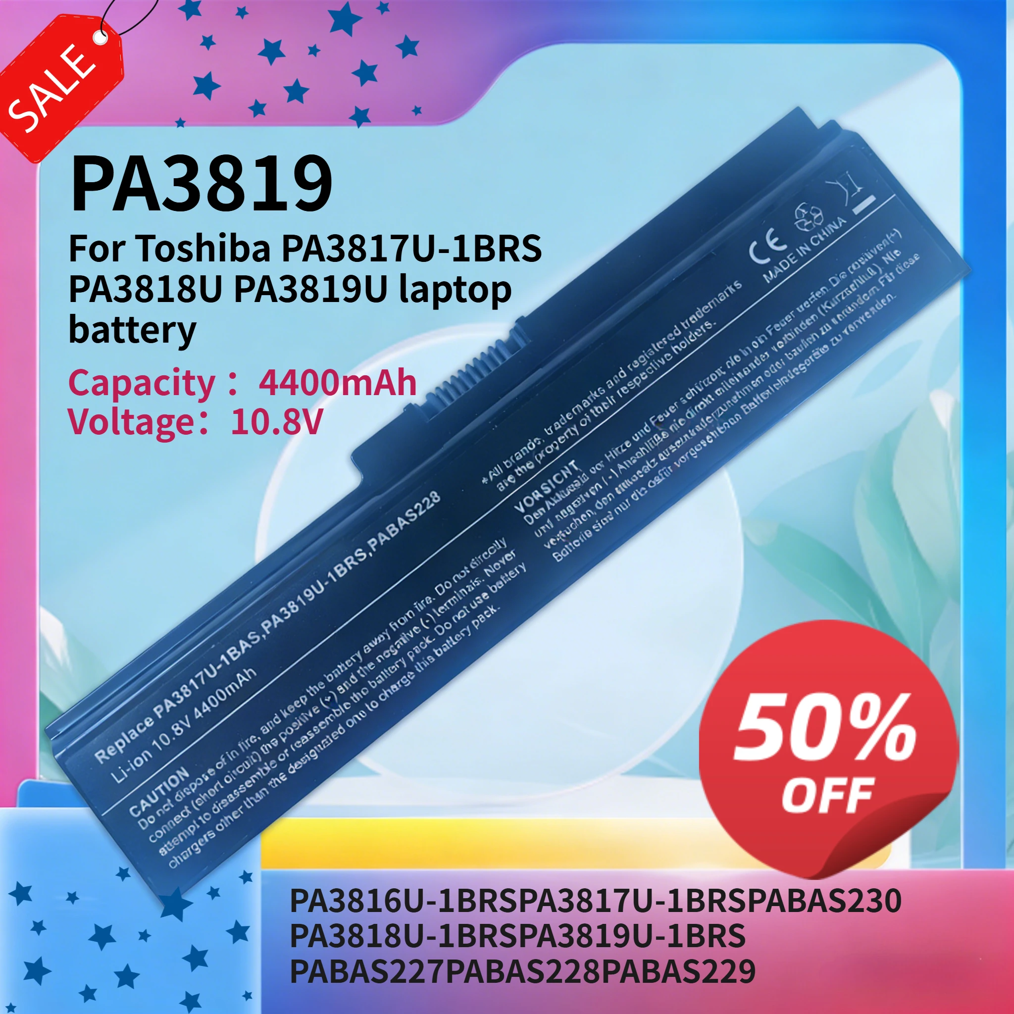 

4400mAh 10.8V High quality Compatible with To shiba PA3817U-1BRS PA3818U PA3819U laptop battery