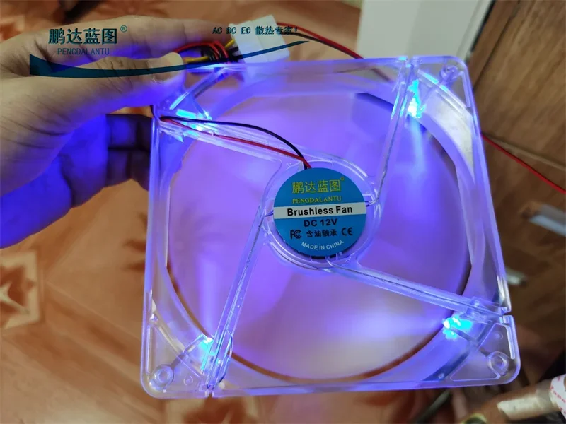 New Pengda Blueprint 13525 13.5cm Blue Ray Transparent Mute Led Luminous 12V Chassis Cooling Fan135*135*25MM