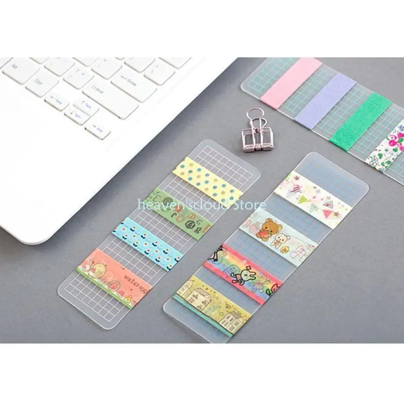 Y88B 12PC 테이프 마스킹 테이프 스크랩북을위한 별도의 북마크 디스펜스 플레이트