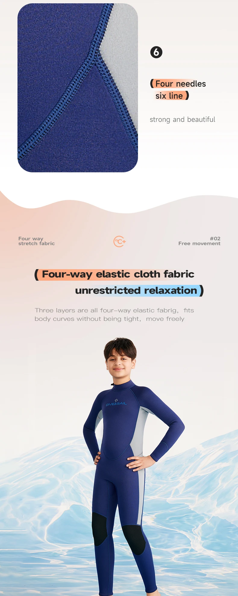 Teenager Jungen Mädchen Neoprenanzüge 2,5 mm Neopren-Tauchanzüge hält warm, einteilige Badeanzüge, Strandkleidung zum Schwimmen, Surfen, Tauchen – Detail 4