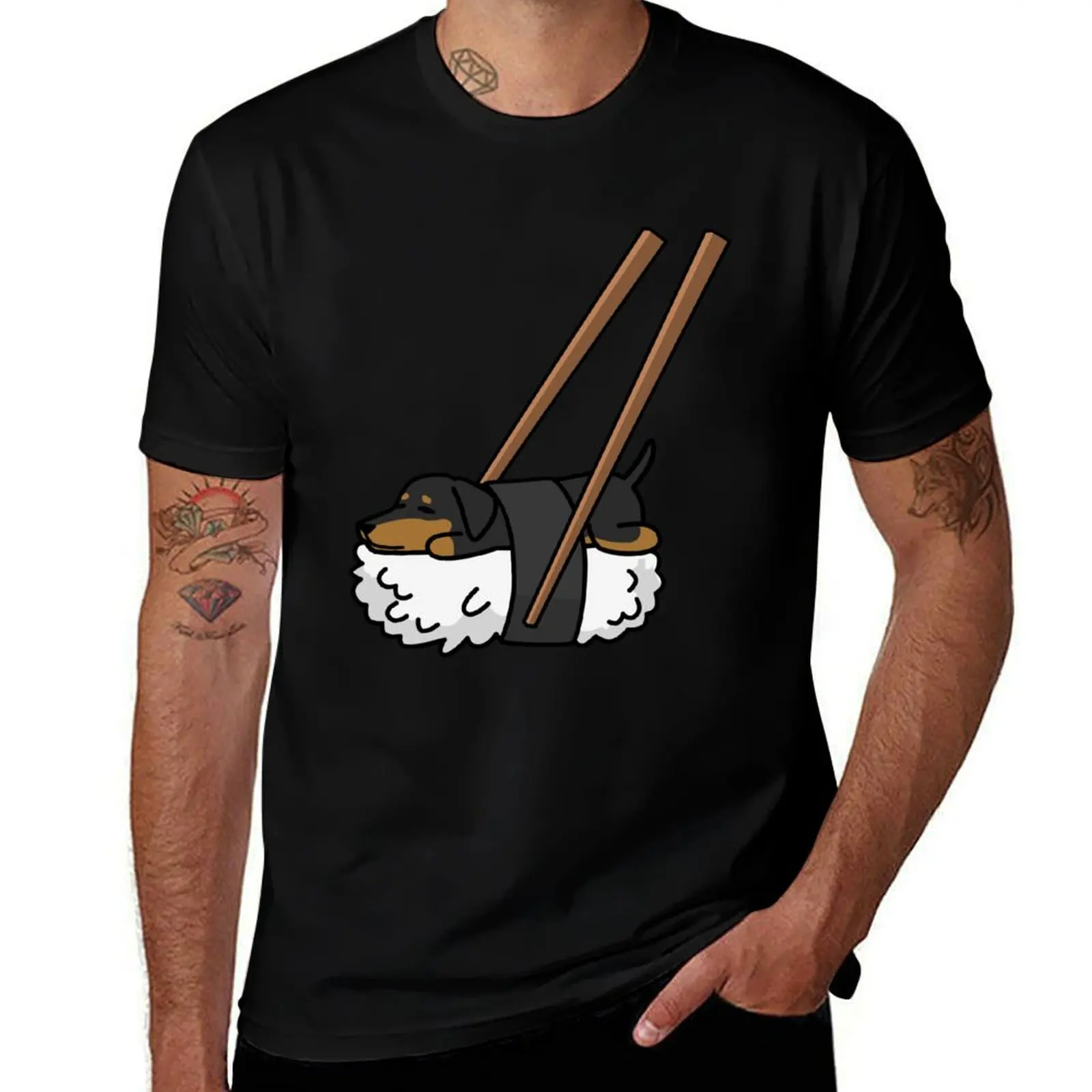 

graphic shirts pack t man for white T-Shirt Dachshund Sushi Funny for man t shirts tees