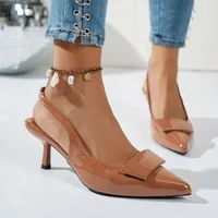 Elegant blue fashion hook-top pointed-toe ladies' high-heeled sandals. Summer style elegant hostess dress shoes. Formal shoes. - Image 2
