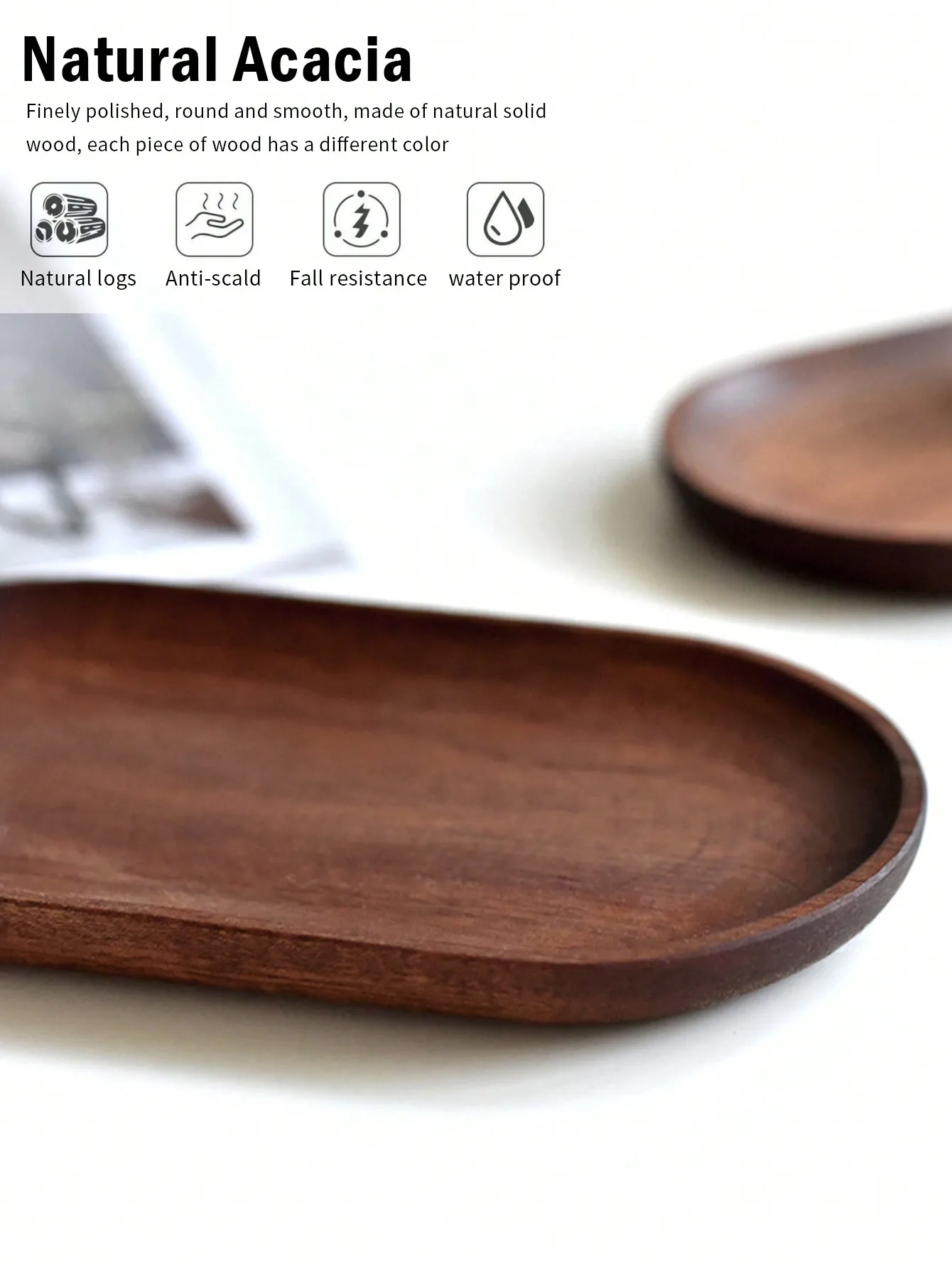 Leeseph Wooden Serving Trays Oval Wood Tray Platters for Serving Food Dishes Dinner Plates for Party Entertaining Appetizer