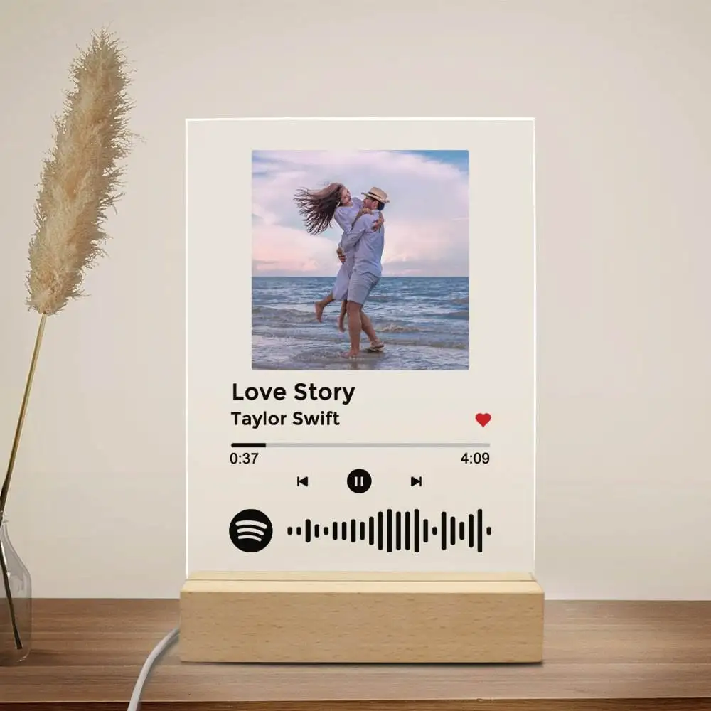 لوحة أغاني مخصصة تعرض رمز الموسيقى الشخصي مع كلمات الذكرى السنوية كريستال للأزواج هدية الزفاف مع أغنية مخصصة