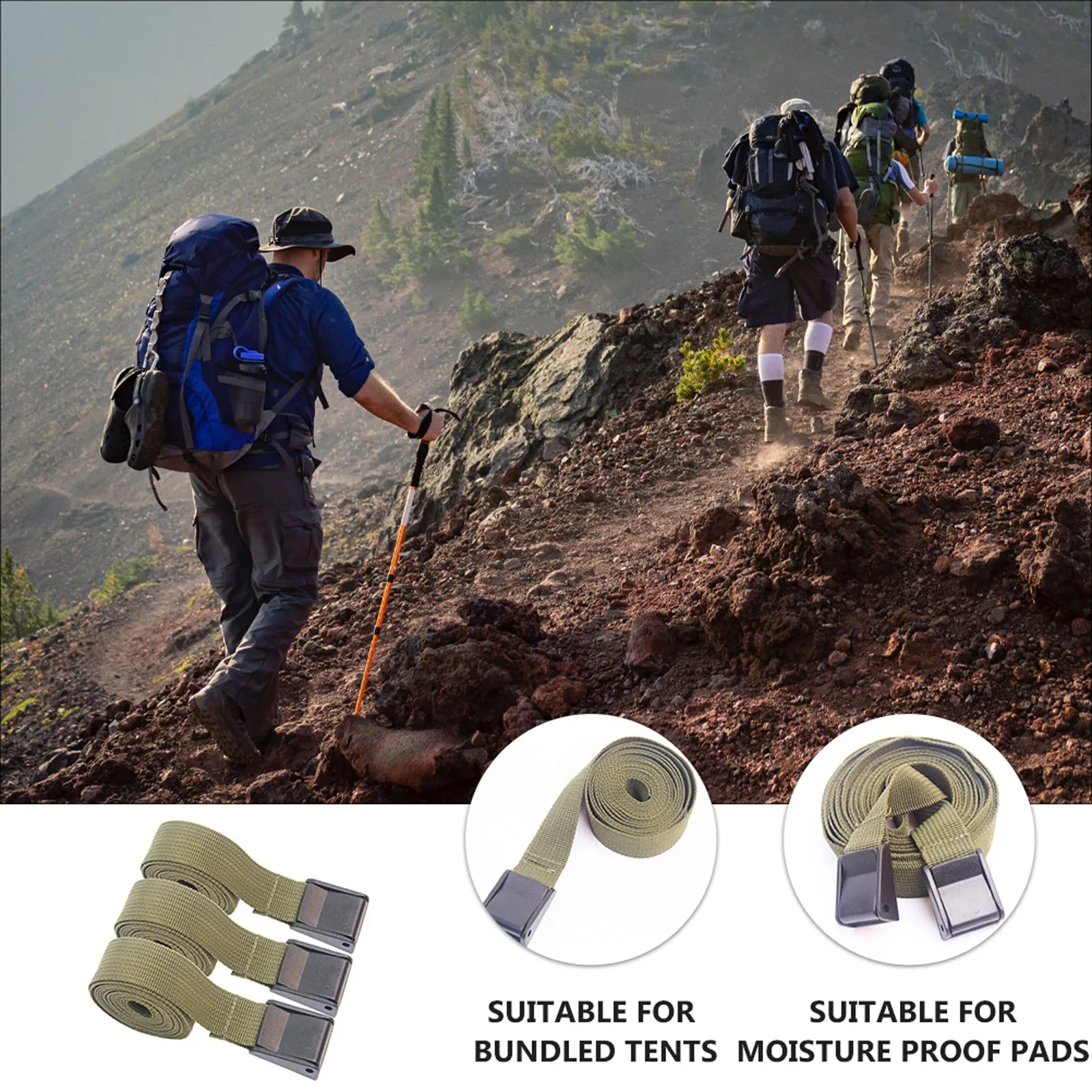 3pcs Tie Down Straps Press Buckle Straps Tie Down Straps Cargo Tie Straps Camping Tie Straps Bag Fixing Straps Fastening Straps