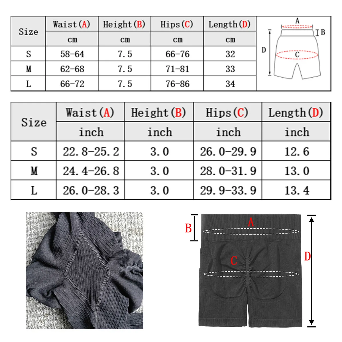 Seamless High Waist Tummy Control Push Up Female Peach Butt Scrunch Biker Workout Sport Fitness Gym Shorts For Women Black White