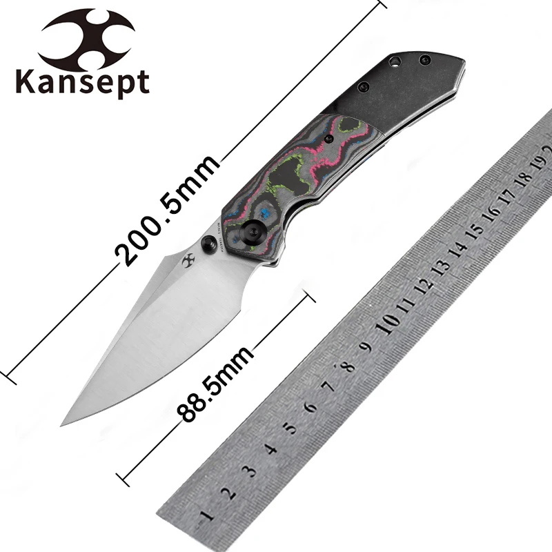 

Kansept Fenrir K1034S1 3.48'' Satin CPM S35VN & Blackwash Titanium + 80S Carbon Fiber Folding Knife for Camping Useful Tactical