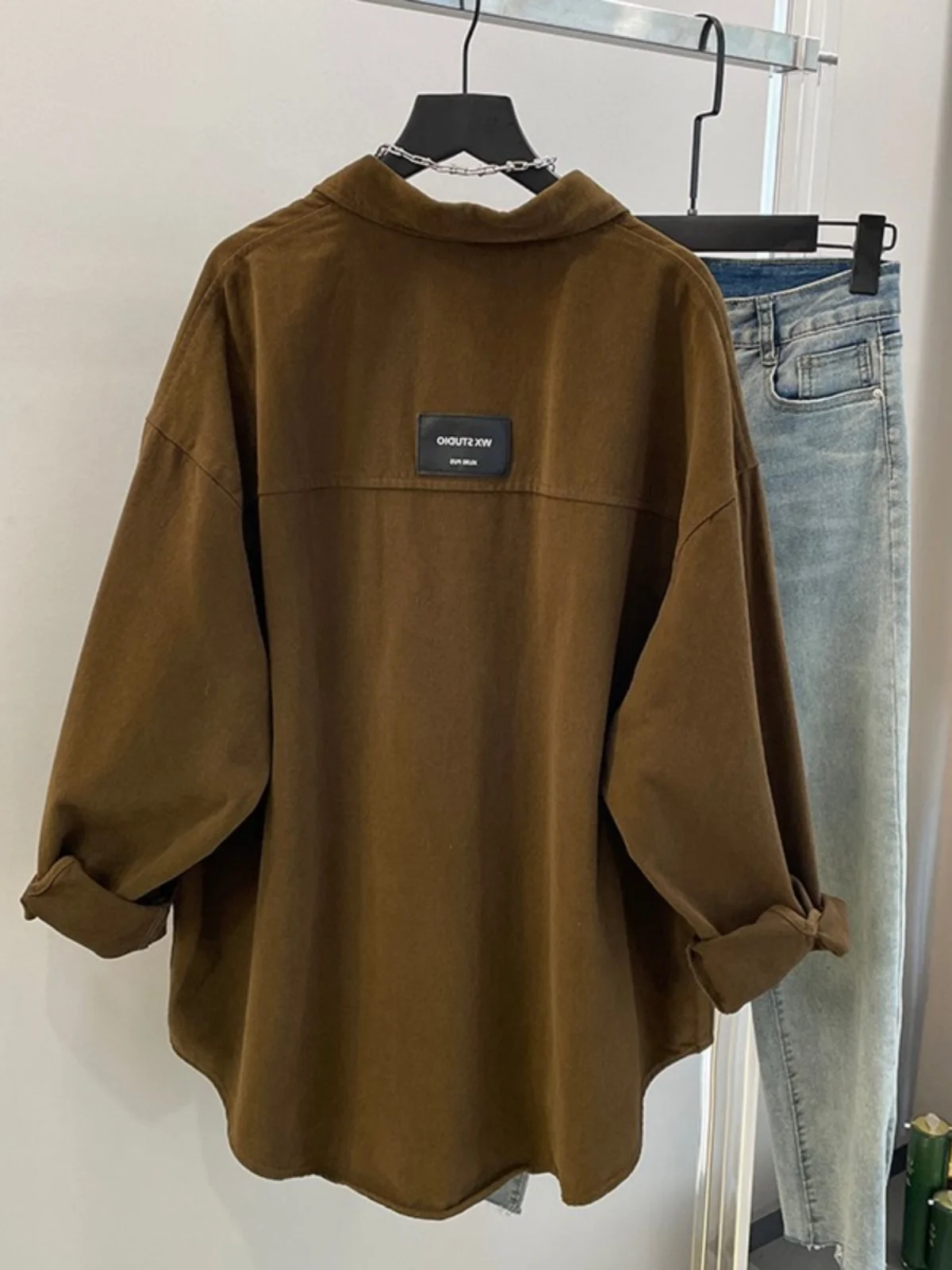 

plus Size 300 Pou Workwear irt ex Casual Loose Top Versatile Open Cardigan Casual irt Outerwear for Men And Women