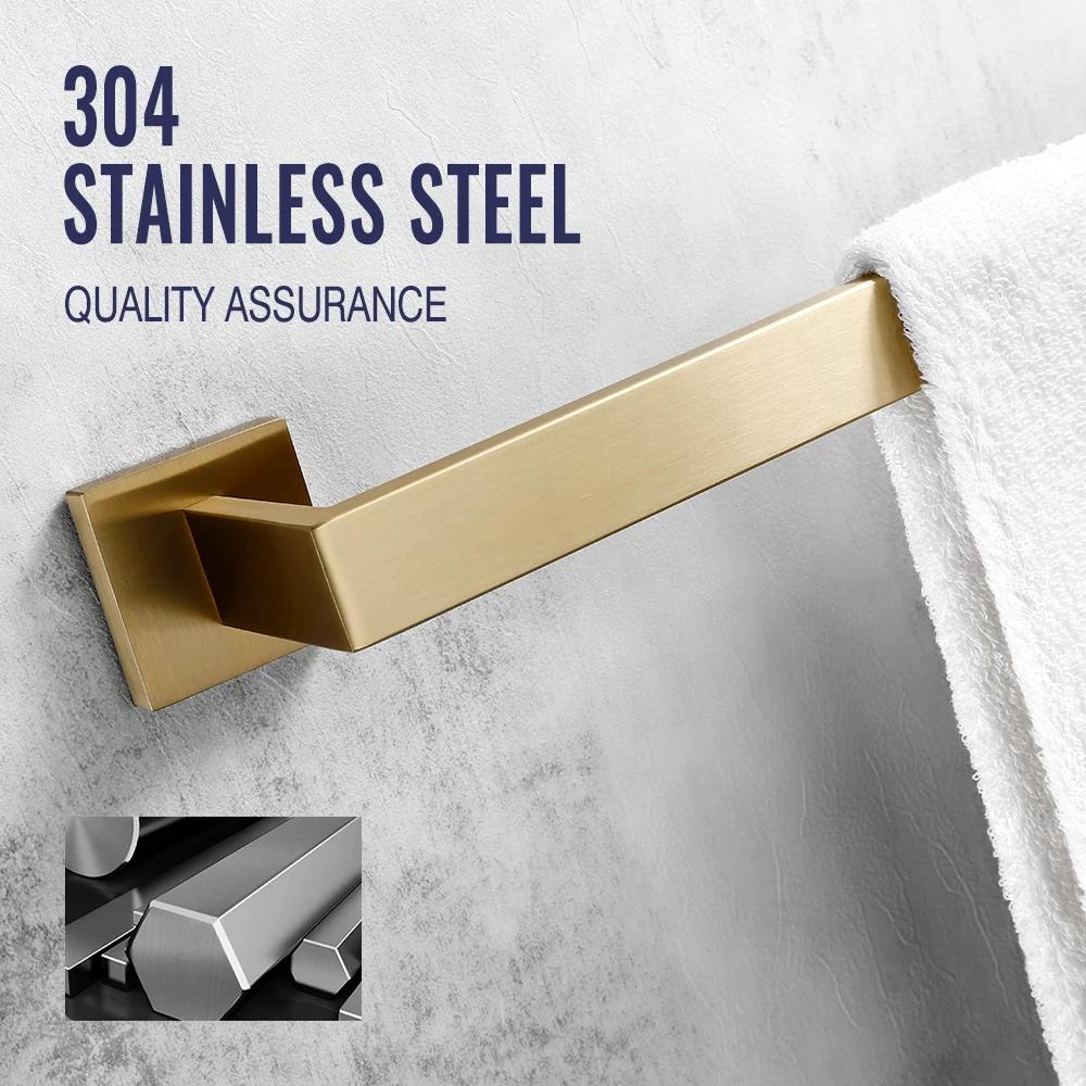 Brushed Gold Bathroom Accessories Set Toilet Brush Holder Toilet Paper Holder Towel Bar Rail Rack Hanger Hook Soap Dish Hardware image 3