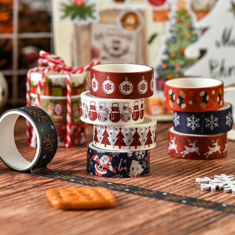 Christmas Washi Tapes 6Pcs Festival Washi Tape Stationery Gift Cinta Adhesiva Decorativa Scrapbooking Supplies Washi Tape Set