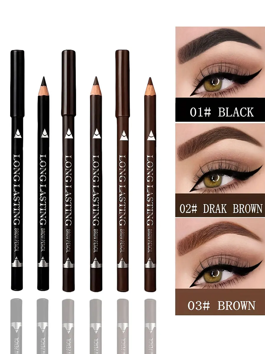Eyeliner et crayon à sourcils imperméable 2 en 1, manche en bois, stylo de maquillage résistant à la sueur pour tous les Types de peau, outil cosmétique multi-usage