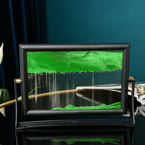 창의적인 움직이는 모래 예술 그림, 사각형 유리, 회전식 모래 시계, 홈 장식, 데스크탑 장식품, 선물, 7 인치