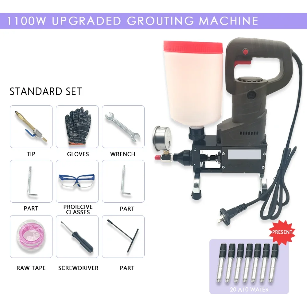 FOR EC-9999 Pressure Epoxy Grouting Machine 220V/1100W Epoxy/Polyurethane Foam Injection Pump Crack Repair and Plugging Machine