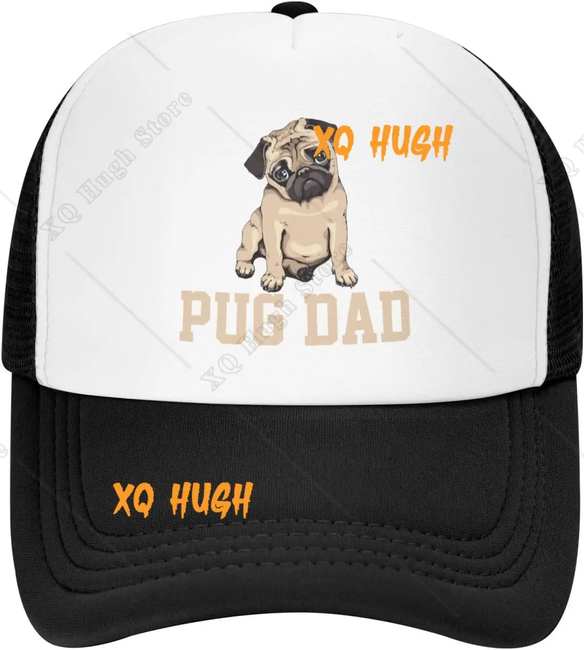 Mesh Dad Hat Adjustable Washed Dog Dad Pug  Baseball Dad Cap Funny Distressed Ball Trucker Cap