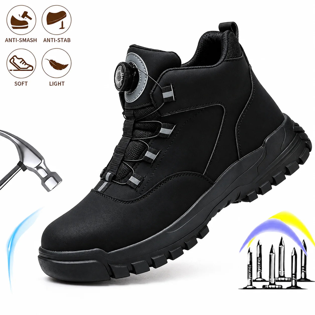 Bottes de sécurité industrielles pour hommes, chaussures de travail respirantes, résistantes aux perforations, anti-impact, durables, confortables, baskets de construction