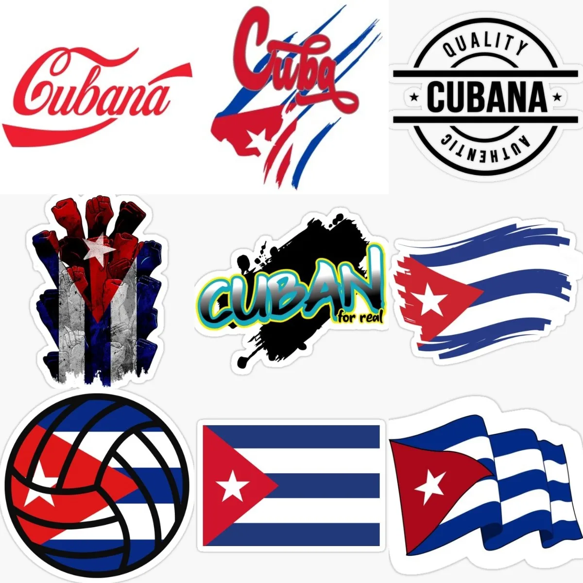 Creative Love Cuba Flag PVC Material Sticker for Covered Scratch Decorate Car Wall Table Fridge Room Truck Motorcycle Helmet