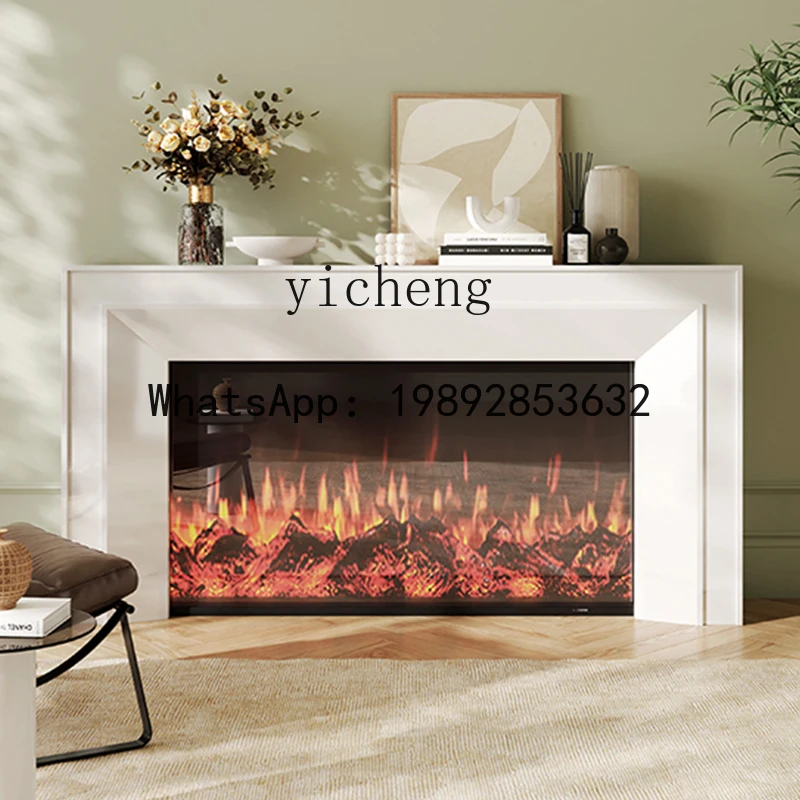 X2 Fireplace TV Cabinet Cream Style European Decorative Cabinet American Wabi Sansi Wind Electric Fireplace Rack Simulation Fire
