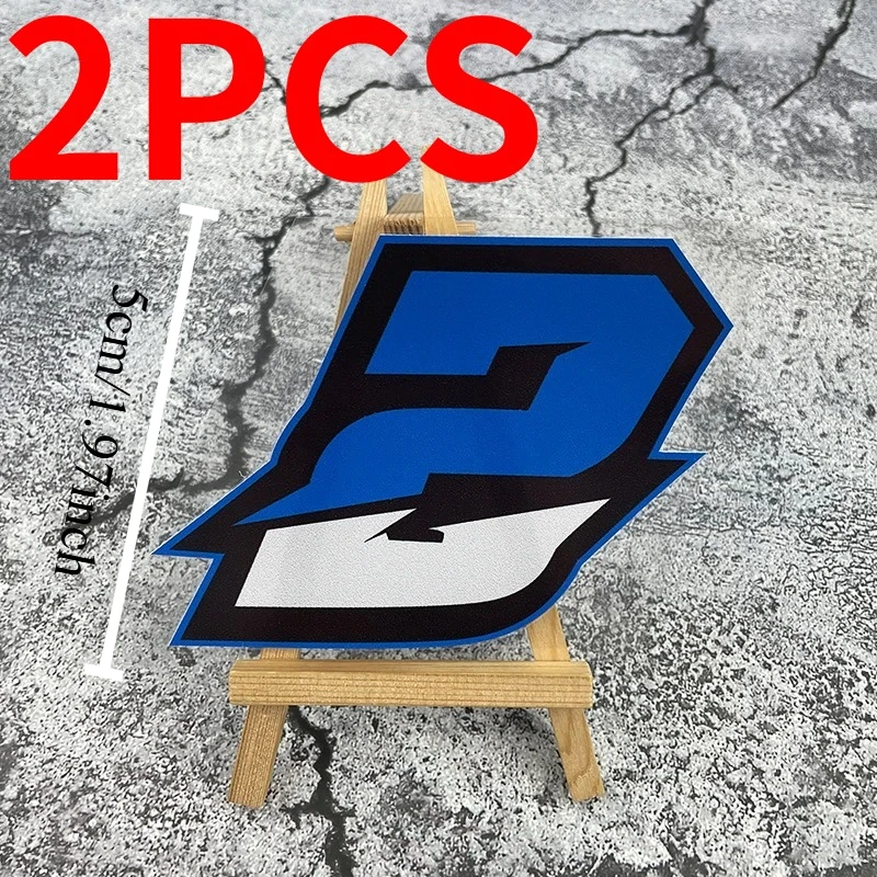 2Pcs Blue 0-9 Lightning Number Stickers, Waterproof Vinyl Decals for Motorcycle Car Helmet