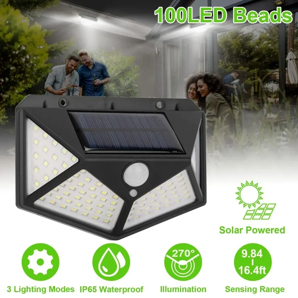 100 LED IP65 Solar Light Outdoor Solar Lamp PIR Motion Sensor Wall Light Waterproof Solar Powered Sunlight For Garden Decoration