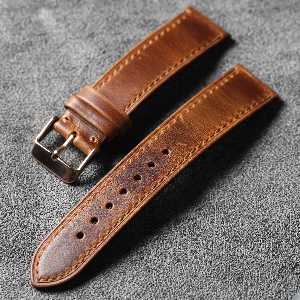 Handmade Short Italian Cowhide Leather Bracelet, 18 19 20MM Vintage Style, Genuine Leather Soft Bracelet, Size S, Men\'s and Wome