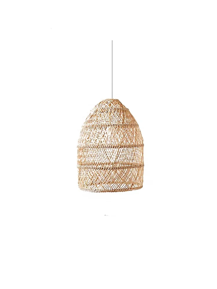 Modern Wood Color Rattan Chandeliers Classical Textured Home-applicants LED Dimmable Lightings Suspension For Living Room