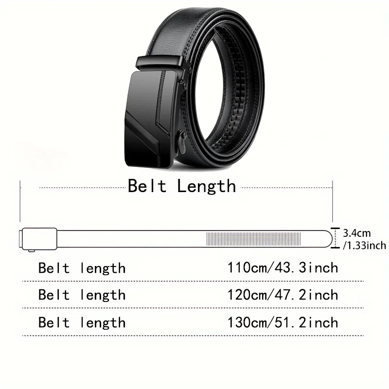 Men\'s High-Quality Belt 110cm 120cm 130cm Luxury Belt, Black Men\'s Automatic Buckle Jeans Men\'s Belt Suit Belt