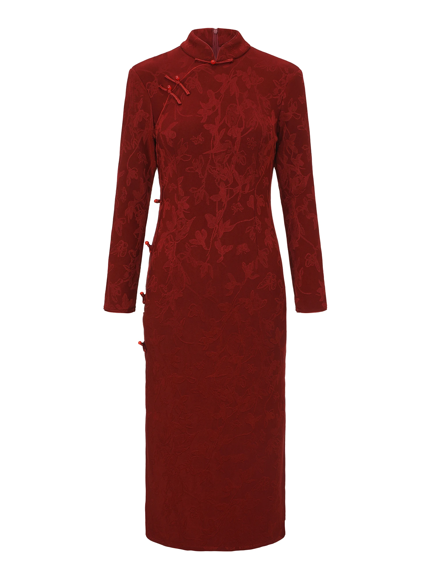 new-chinese-sle-knitted-fce-lined-young-women's-dr-2025-winter-collection-warm-long-sve-midi-dr-red