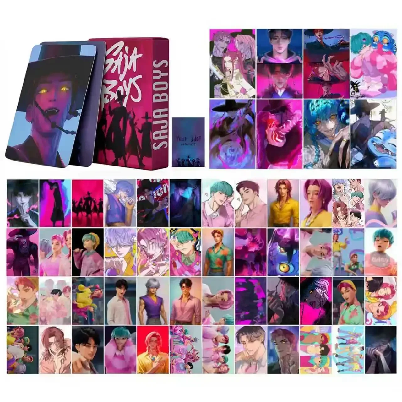 

55 шт. Набор коллекционеров аниме Idol Group, сверкающие голографические фотокарточки LOMO и набор милых наклеек, идеальный подарок для фанатов K-POP