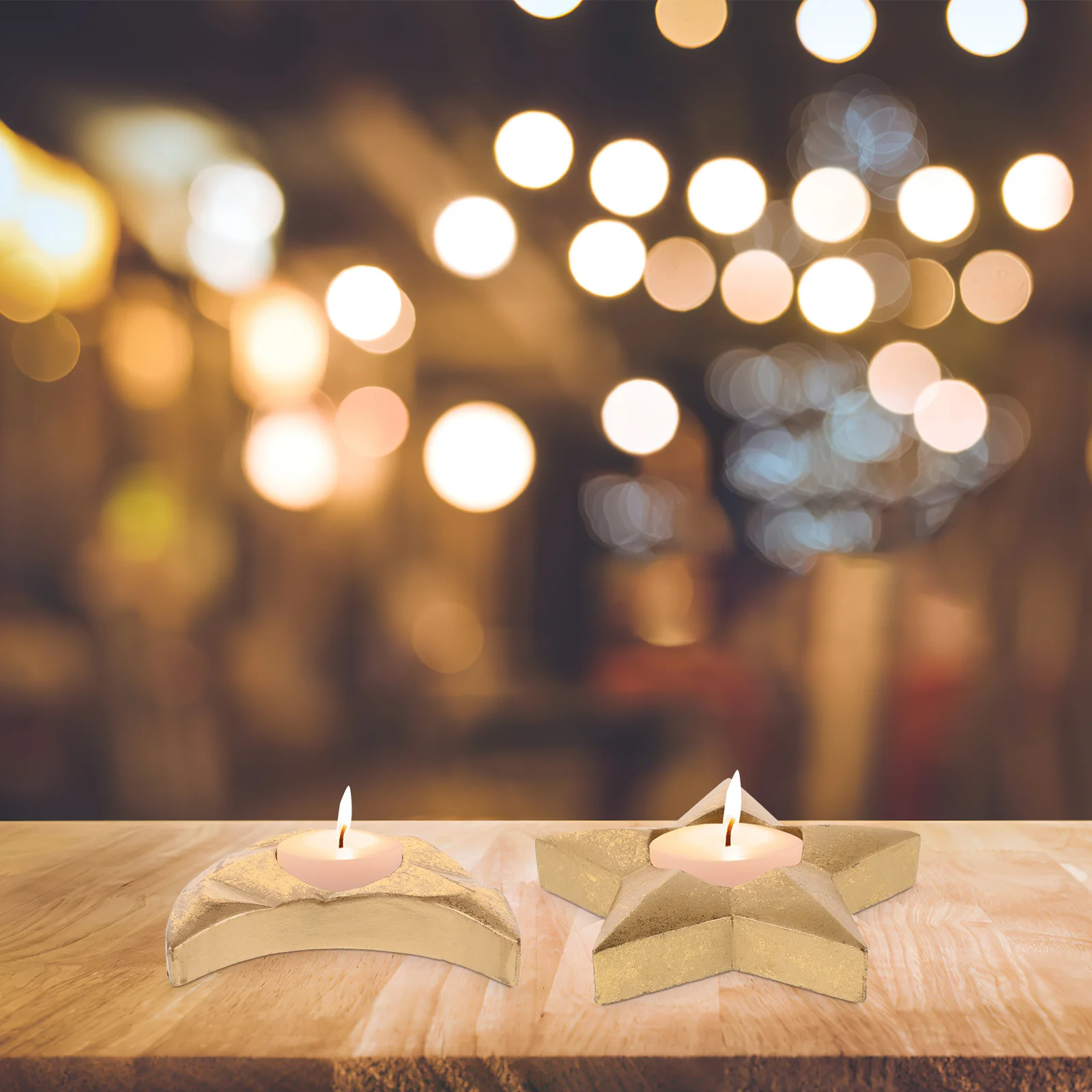 

2 Pcs Dinner Table Decor Candles Holder Moon Star Candlestick Holders Home Vintage
