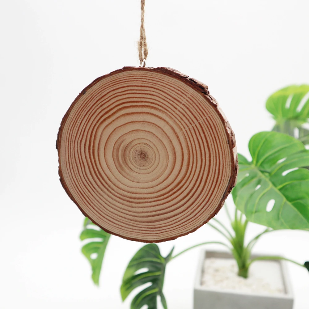 3–12 cm Kreise mit Baumrinde, Holzscheiben, dick, natürliches Kiefernholz, rund, unvollendete Holzscheiben, DIY-Handwerk, rustikale Hochzeit, Party, Malerei – Detail 1