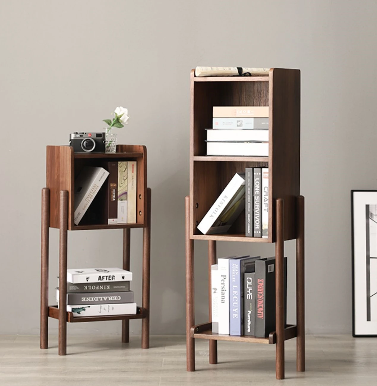 

Black walnut bedside living room rack solid wood