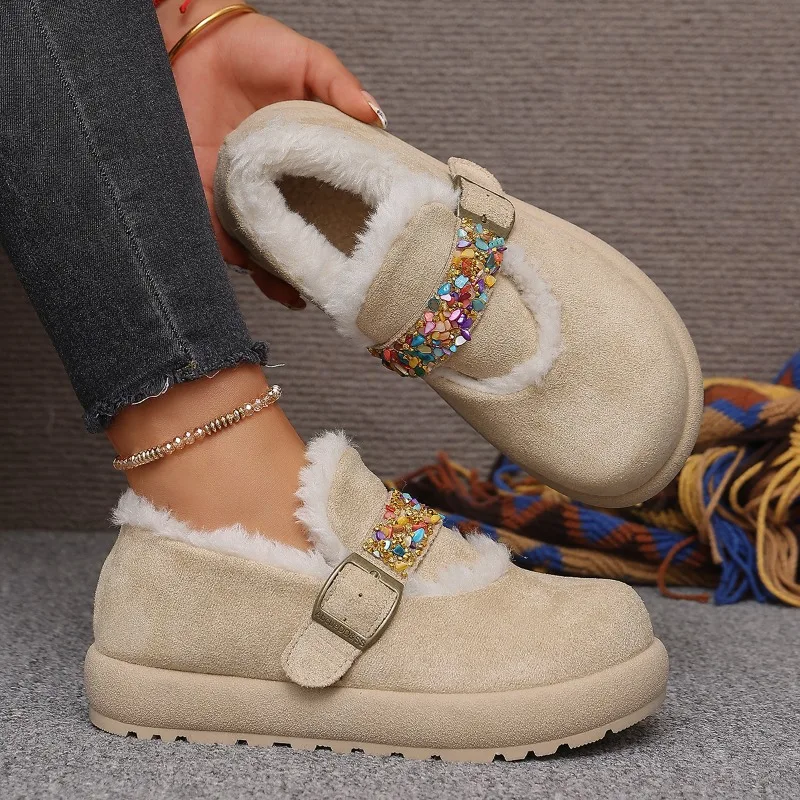 2026 Winter Neue Wärmeisolierte Loafer - Einteilige Damen-Baumwollschuhe