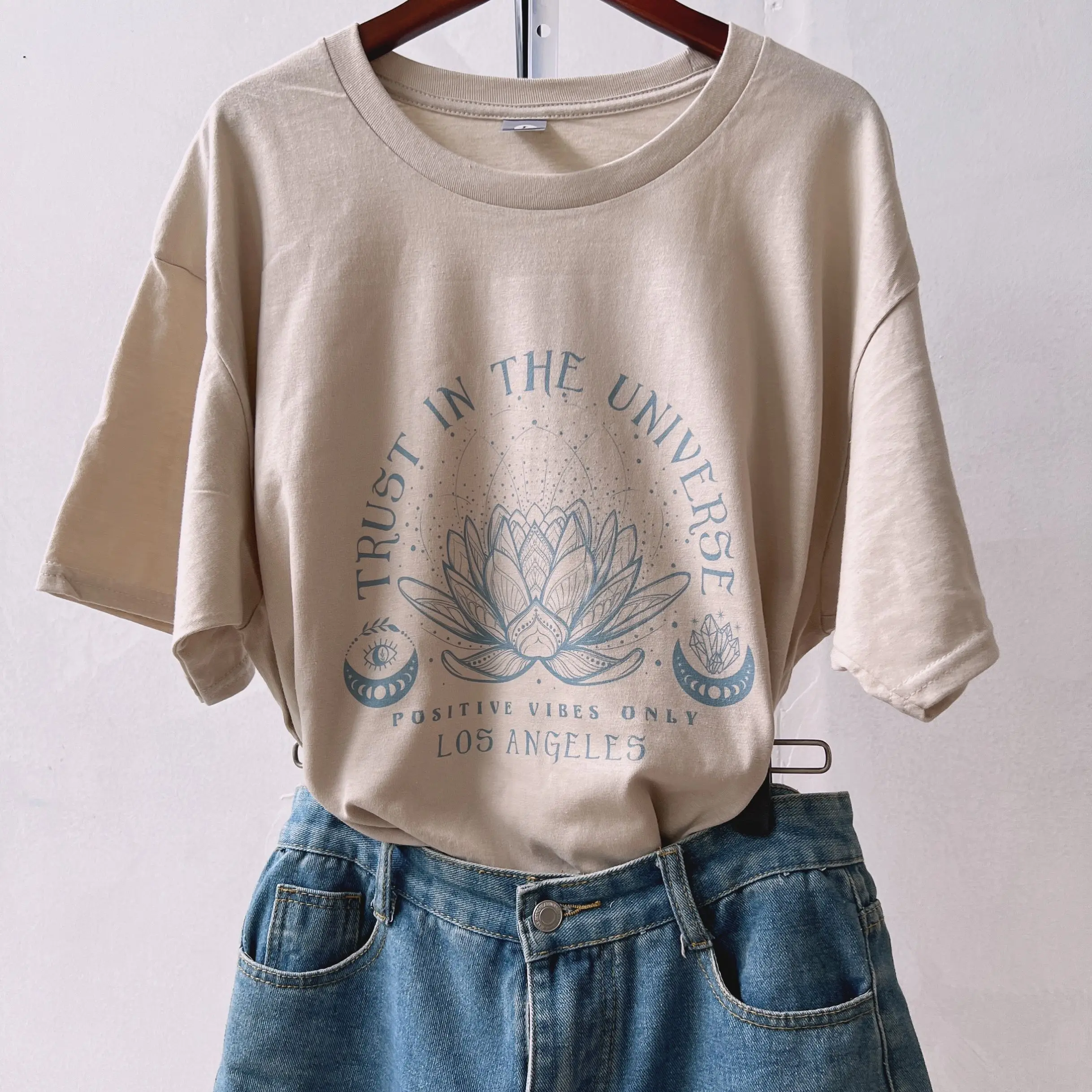 2022 Summer Fashion Lotus Trust Tops Summer Female Letter Appliques Luxury T-Shirt Ladies Casual High Quality Cotton Tee