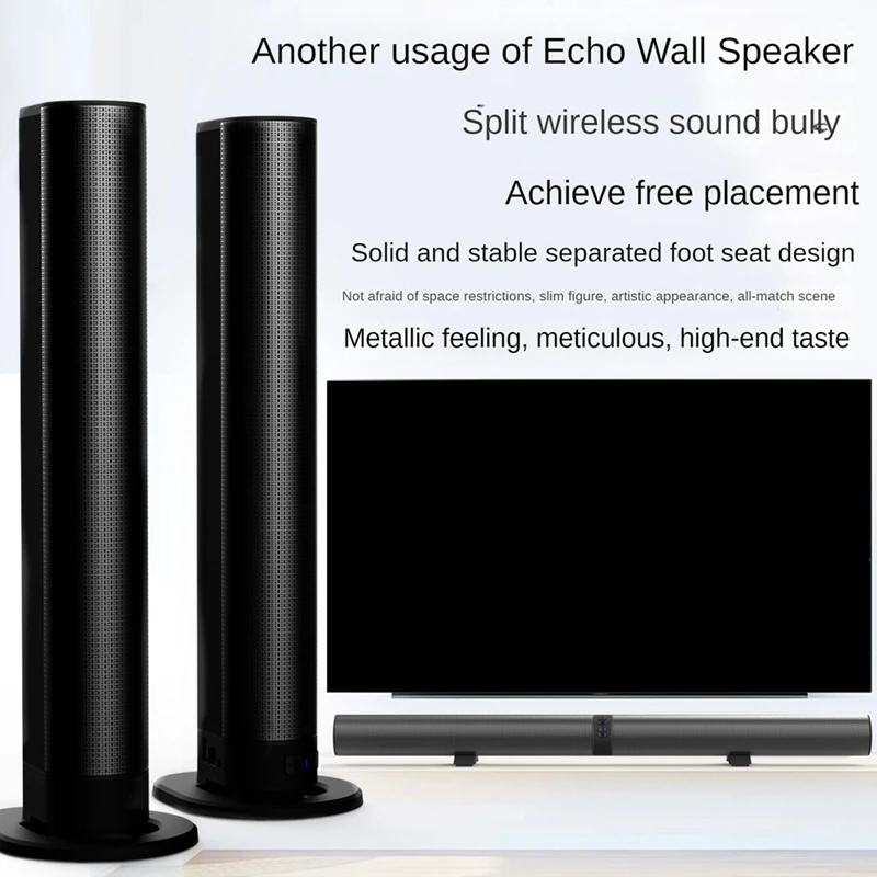 A39Q-TV Sound Bar Bluetooth Speaker AUX/BT/OPT Connection Sound Box 2 In 1 Separable Home Theater Sound System FM Radio