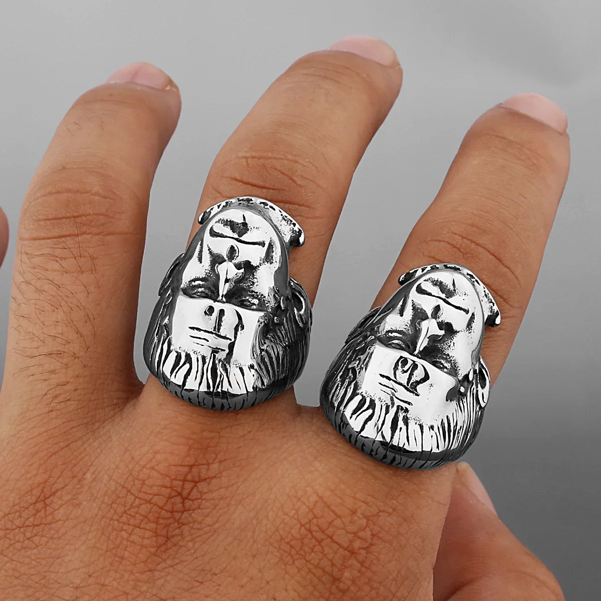 الرجعية فرانكنشتاين رئيس صورة التيتانيوم الصلب خاتم رمز الإيمان الرجال الشرير الفولاذ المقاوم للصدأ خاتم اكسسوارات #3