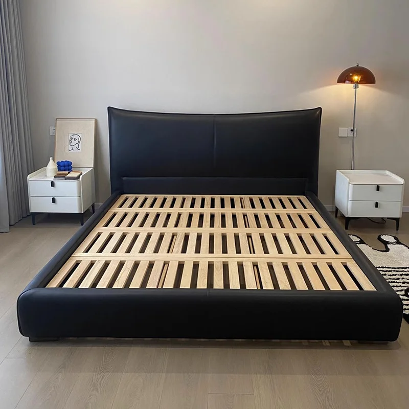 Black king size bed minimalist style minimalist leather bed frame