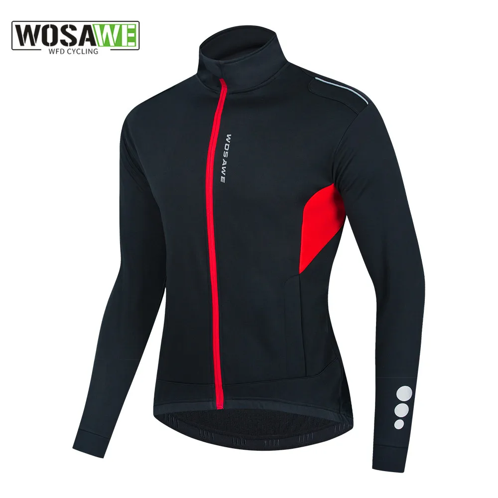 

WOSAWE Cycling Jacket Winter Windproof Water Repellet Reflective Jacket Warm Men Women Mountain Bike MTB Jacket Long Jersey