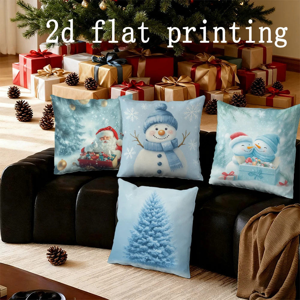 

Home Decor Christmas Snowman & Santa Pillow Covers Pattern Cushion Cover Suitable for Sofa Bedroom Car Pillow Cover