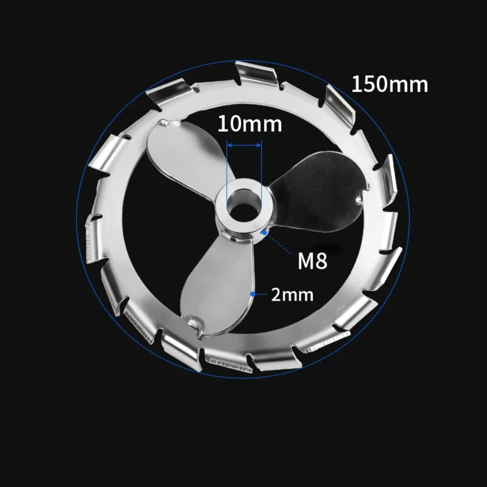 304 Stainless Steel Integrated Ring High Shear 3-Blade Dispersion Impeller 150mm Mixing Blade with M8 Set Screw