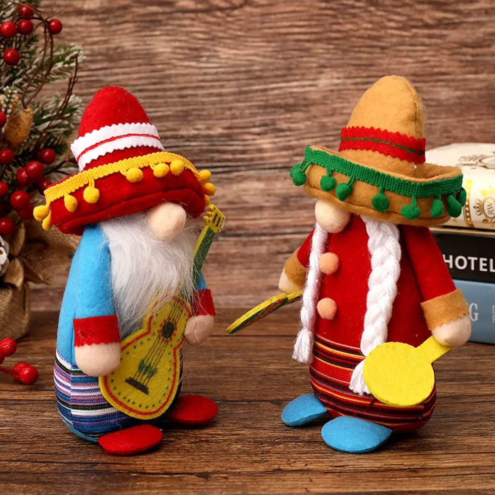 

Faceless Carnival Gnome Mexican Style Cloth Decoration Easter Festival Standing Ornament for Desktop Table Shelf Party