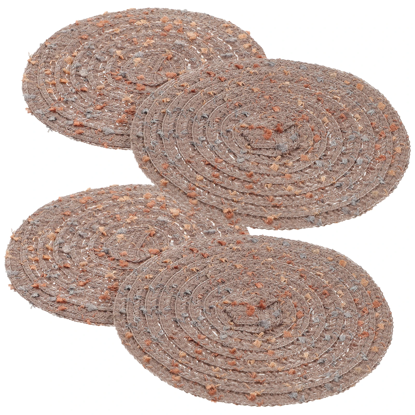 

4pcs Woven Coaster Heat Insulation Absorbent Drink Table Cup Cotton Yarn Mats Placemat Gift Box Packaging Home Decor