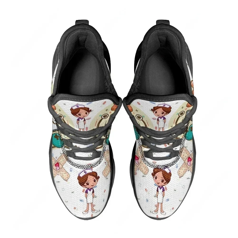 

Women Sneakers White Nursing Shoes Cute Cartoon Nurse Doctor Medical Print Light Lace-up Footwear Outdoor Sports Running Shoes